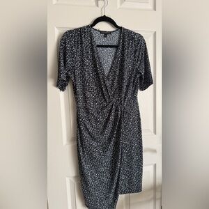 Banana Republic Speckled Black and White Midi Dress